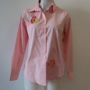 NWT Womens Bululu Pink  "Love Rules" Button Down Shirt S